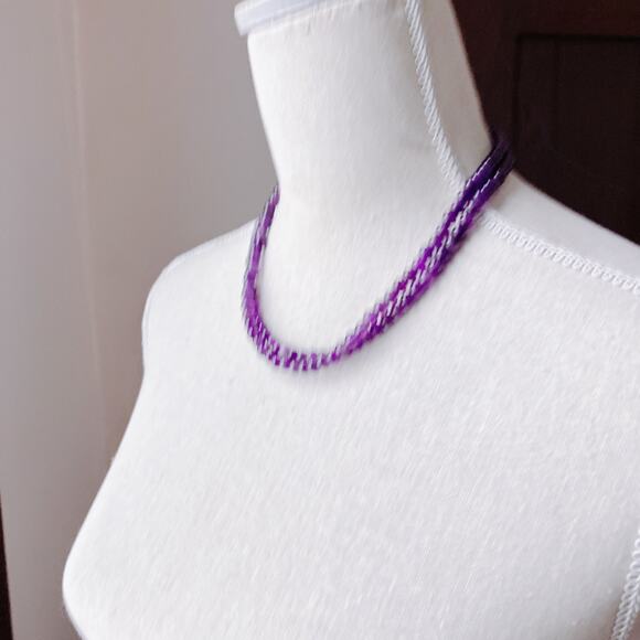 Signed Jay King DTR Amethyst Sterling Silver Double Strand Multi Strand Necklace - Picture 2 of 11